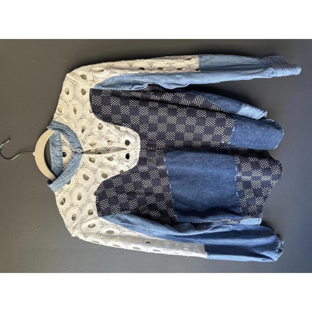 Sea New York Women's Patchwork Henley Sweater Size S
